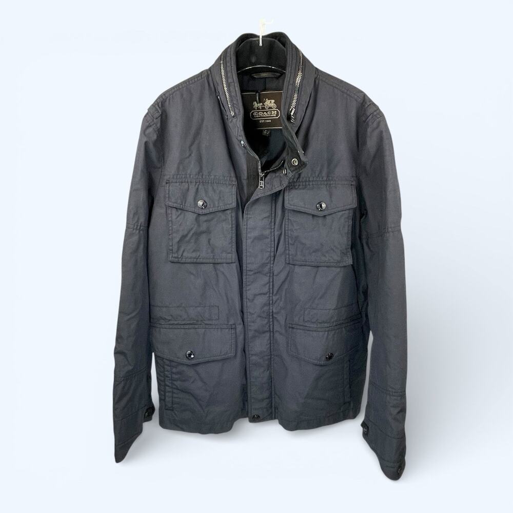 Coach Men's Wyatt Field Jacket Lightweight w/ Hood & Pockets Navy Blue size XL